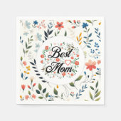 Beste moeder Elegant Bloemen Ontwerp Servet (Voorkant)