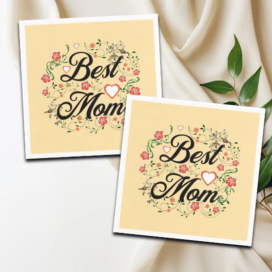Beste moeder Elegant Bloemen Ontwerp Servet