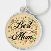 Beste moeder Elegant Bloemen Ontwerp Sleutelhanger (Voorkant)