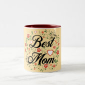 Beste moeder Elegant Bloemen Ontwerp Tweekleurige Koffiemok (Center)