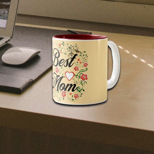 Beste moeder Elegant Bloemen Ontwerp Tweekleurige Koffiemok