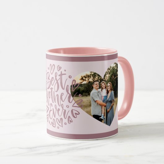 Beste moeder Eva Happy Moederdag Two Heart Foto Mok (Voorkant rechts)