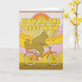 Beste Moeder Fietst Beren Letterpress Kaart (Gele Bloem)