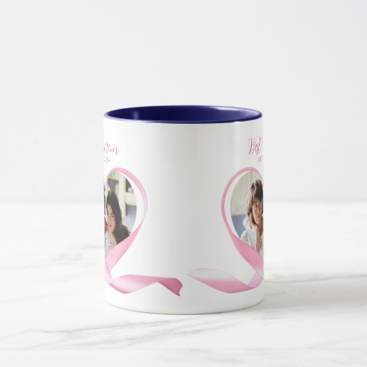 Beste moeder foto met roze lint hart mok (Midden)