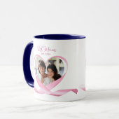 Beste moeder foto met roze lint hart mok (Voorkant links)