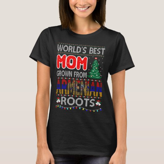 Beste Moeder Gegroeid Armeense Roots Kersttrui T-shirt (Voorkant)