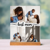 Beste moeder gepersonaliseerde 4 foto collage acryl bord (Neutraal)