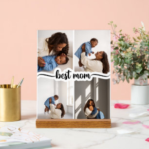 Beste moeder gepersonaliseerde 4 foto collage acryl bord