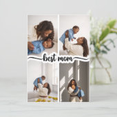 Beste moeder gepersonaliseerde 4 foto collage bedankkaart (Staand voorkant)