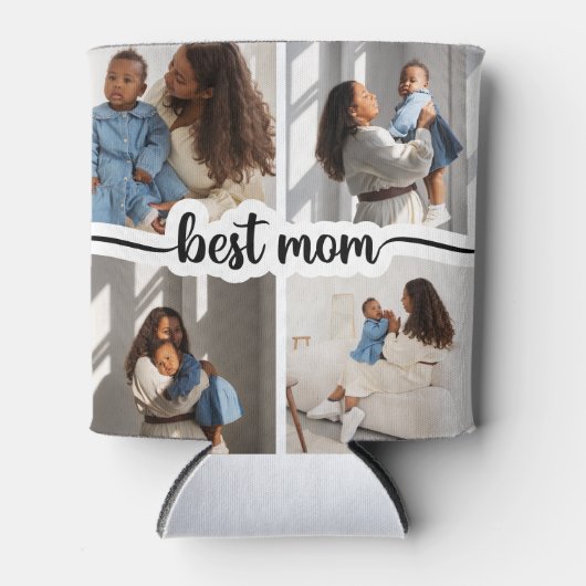 Beste moeder gepersonaliseerde 4 foto collage blikjeskoeler (Voorkant)