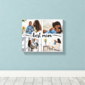 Beste moeder gepersonaliseerde 4 foto collage canvas afdruk (Insitu (Houten vloer))