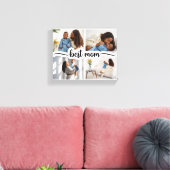 Beste moeder gepersonaliseerde 4 foto collage canvas afdruk (Insitu (Woonkamer))