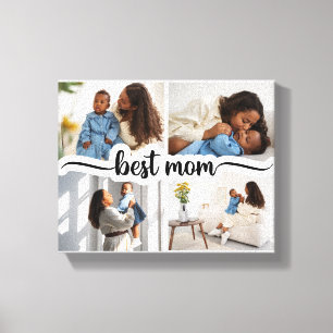 Beste moeder gepersonaliseerde 4 foto collage canvas afdruk