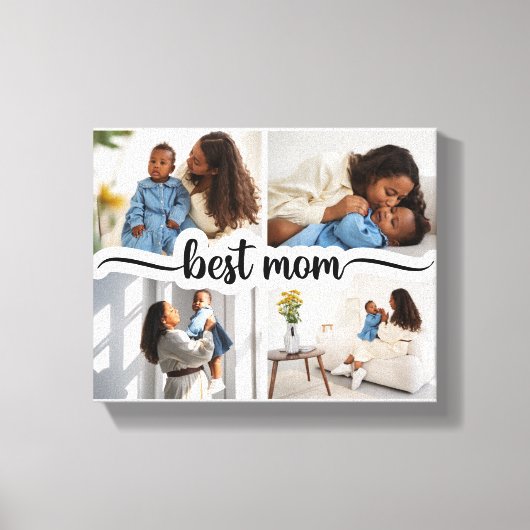 Beste moeder gepersonaliseerde 4 foto collage canvas afdruk (Voorkant)