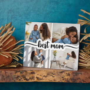 Beste moeder gepersonaliseerde 4 foto collage fotoplaat