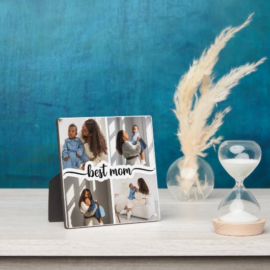 Beste moeder gepersonaliseerde 4 foto collage fotoplaat (Insitu)