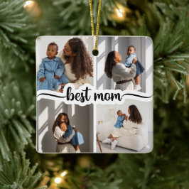 Beste moeder gepersonaliseerde 4 foto collage keramisch ornament