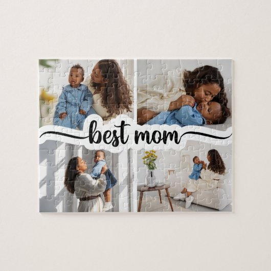 Beste moeder gepersonaliseerde 4 foto collage legpuzzel (Horizontaal)