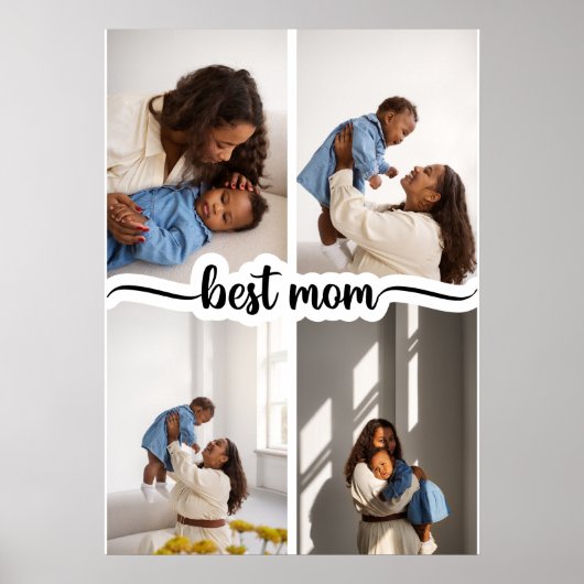 Beste moeder gepersonaliseerde 4 foto collage poster (Voorkant)