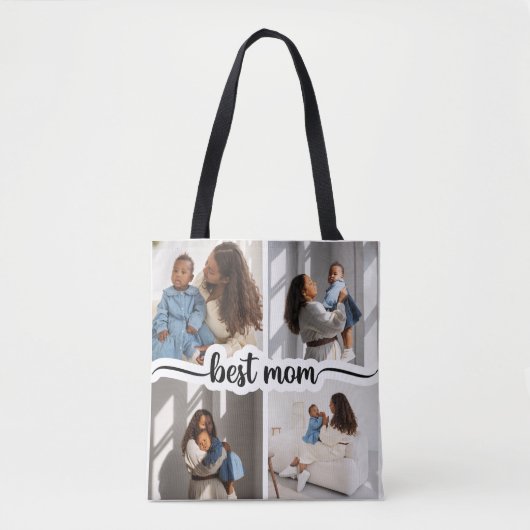 Beste moeder gepersonaliseerde 4 foto collage tote bag (Voorkant)