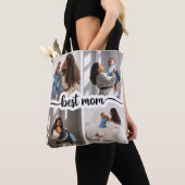 Beste moeder gepersonaliseerde 4 foto collage tote bag (Dichtbij)