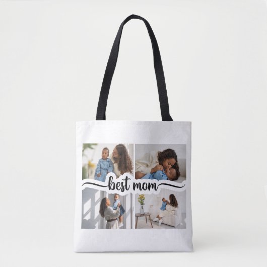 Beste moeder gepersonaliseerde 4 foto collage tote bag (Voorkant)