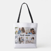 Beste moeder gepersonaliseerde 4 foto collage tote bag (Achterkant)