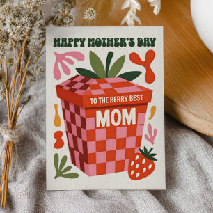 Beste Moeder Geruite Retro Moederdag Feestdagenkaart