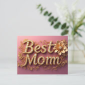 Beste Moeder Gouden Letters Briefkaart (Staand voorkant)