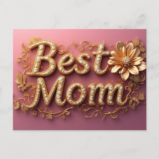 Beste Moeder Gouden Letters Briefkaart (Voorkant)