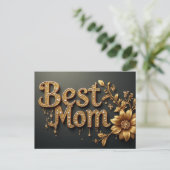Beste Moeder Gouden Letters Briefkaart (Staand voorkant)