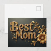 Beste Moeder Gouden Letters Briefkaart (Voorkant / Achterkant)