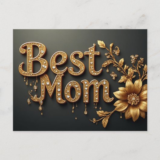 Beste Moeder Gouden Letters Briefkaart (Voorkant)
