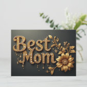 Beste Moeder Gouden Letters Feestdagenkaart (Staand voorkant)