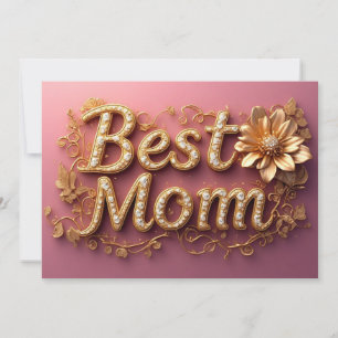 Beste Moeder Gouden Letters Feestdagenkaart