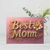 Beste Moeder Gouden Letters Feestdagenkaart (Staand voorkant)