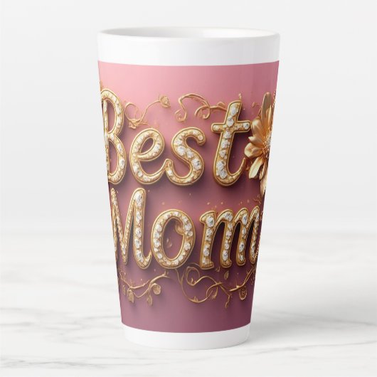 Beste Moeder Gouden Letters Latte Mok (Voorkant)