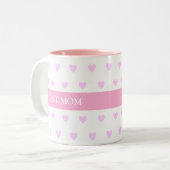 Beste Moeder Hartjes op Wit Tweekleurige Koffiemok (Voorkant links)