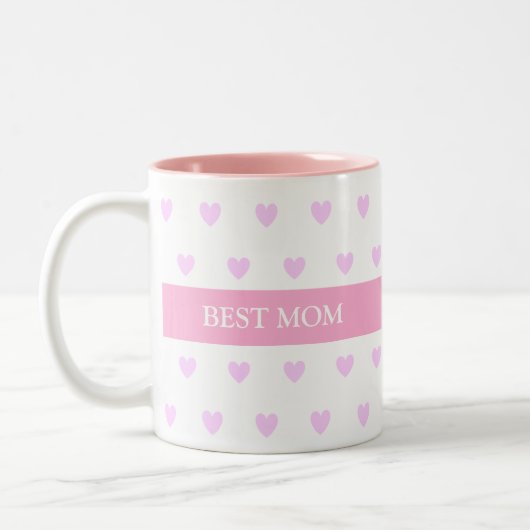 Beste Moeder Hartjes op Wit Tweekleurige Koffiemok (Links)