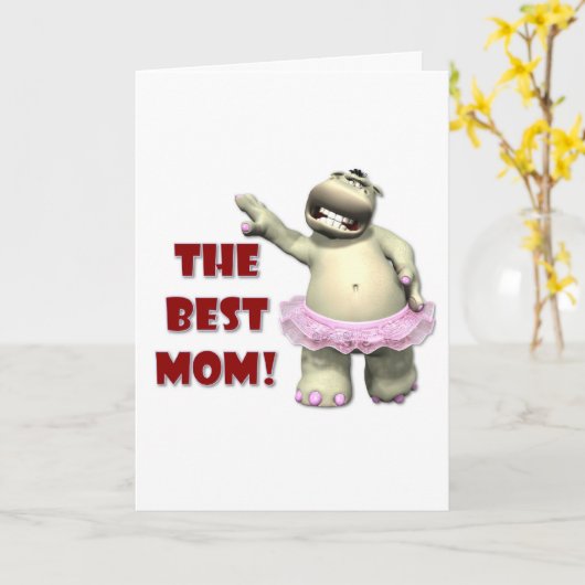 Beste moeder Hippo Kaart (Gele Bloem)