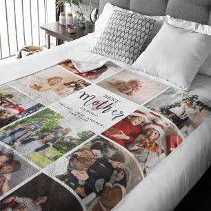 Beste moeder in de wereld Foto Collage Pink Heart Fleece Deken