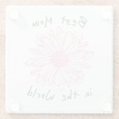 Beste moeder in de wereld roze Floral Glazen Onderzetter (Achterkant)