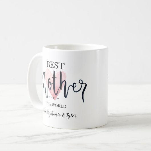 Beste moeder in de wereld Roze Waterverf Hart Koffiemok (Voorkant links)