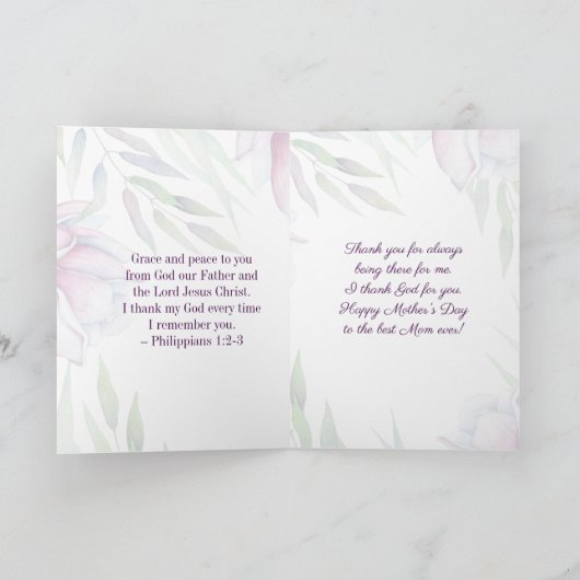 Beste moeder, inspirerende Bijbeltekst Moederdag Kaart (Binnen)