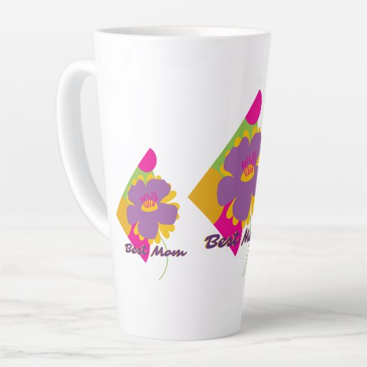 Beste Moeder Kleurrijk Trenddesign Latte Mok (Linkerhoek)