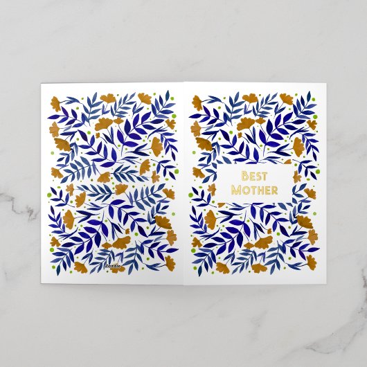 Beste moeder magische gele tuin Moederdag Folie Feestdagenkaart (Buiten Laag)