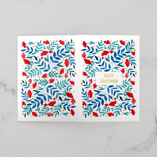 Beste Moeder Magische Tuin Moederdag Folie Feestdagenkaart (Buiten Laag)