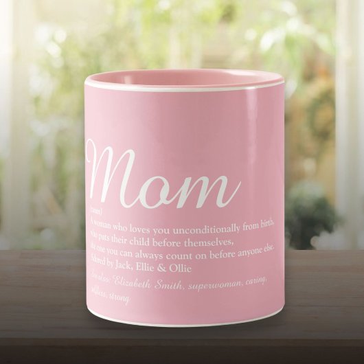 Beste Moeder Mam Moeder Definitie Script Roze Tweekleurige Koffiemok