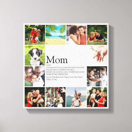 Beste Moeder, Mama, Moeders Definitie 12 Foto Coll Canvas Afdruk (Voorkant)