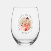 Beste moeder mama ooit aangepaste foto namen wijnglas zonder voet (Voorkant)